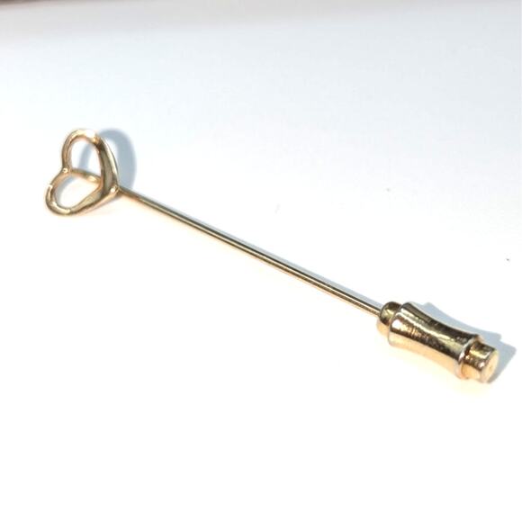 Marked 14K Gold Open Heart Stick Pin 1.2g - Picture 1 of 6